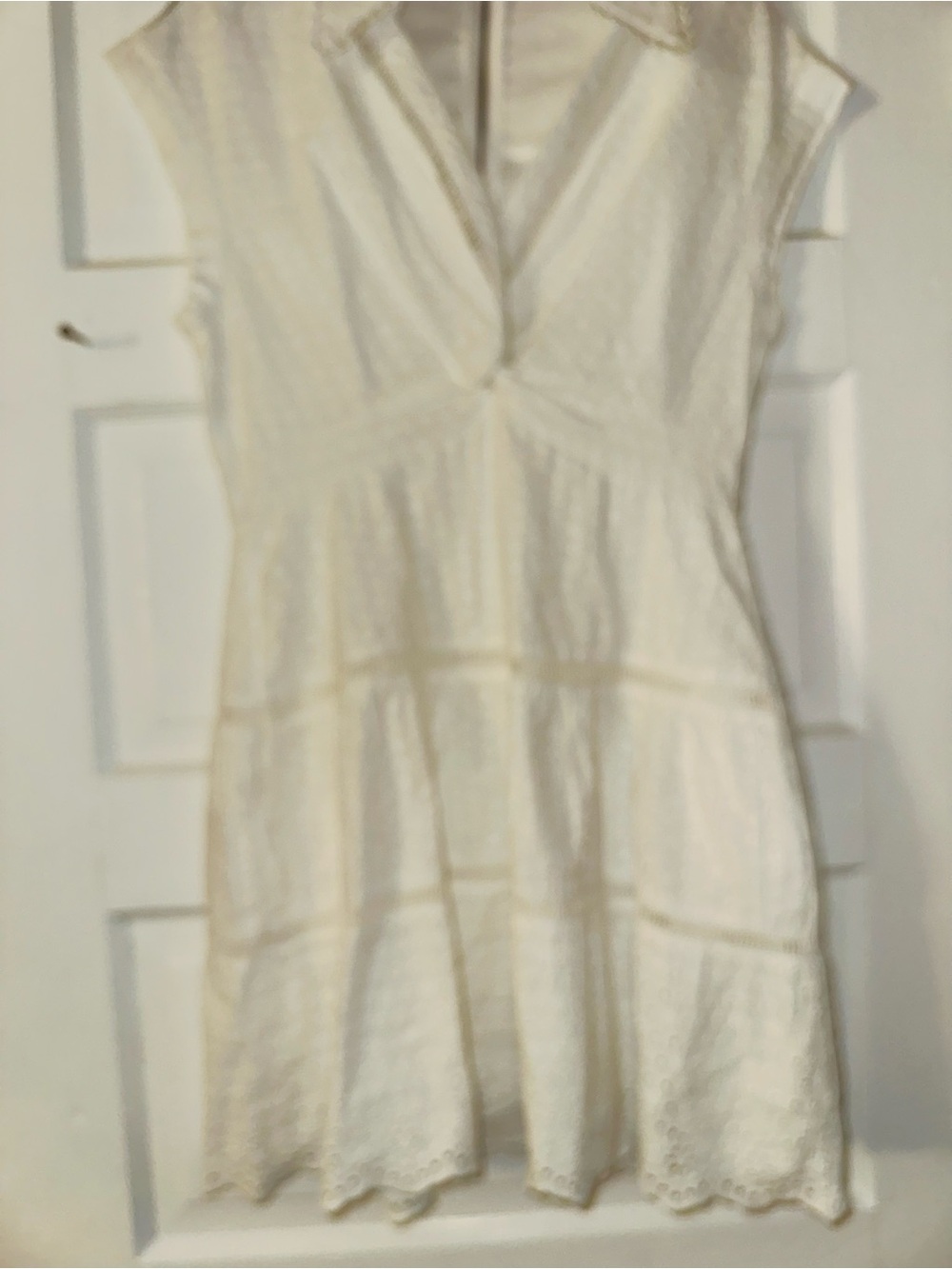 NWT Alice + Olivia Cream Eyelet V-Neck Cap Sleeve Dress- size 10